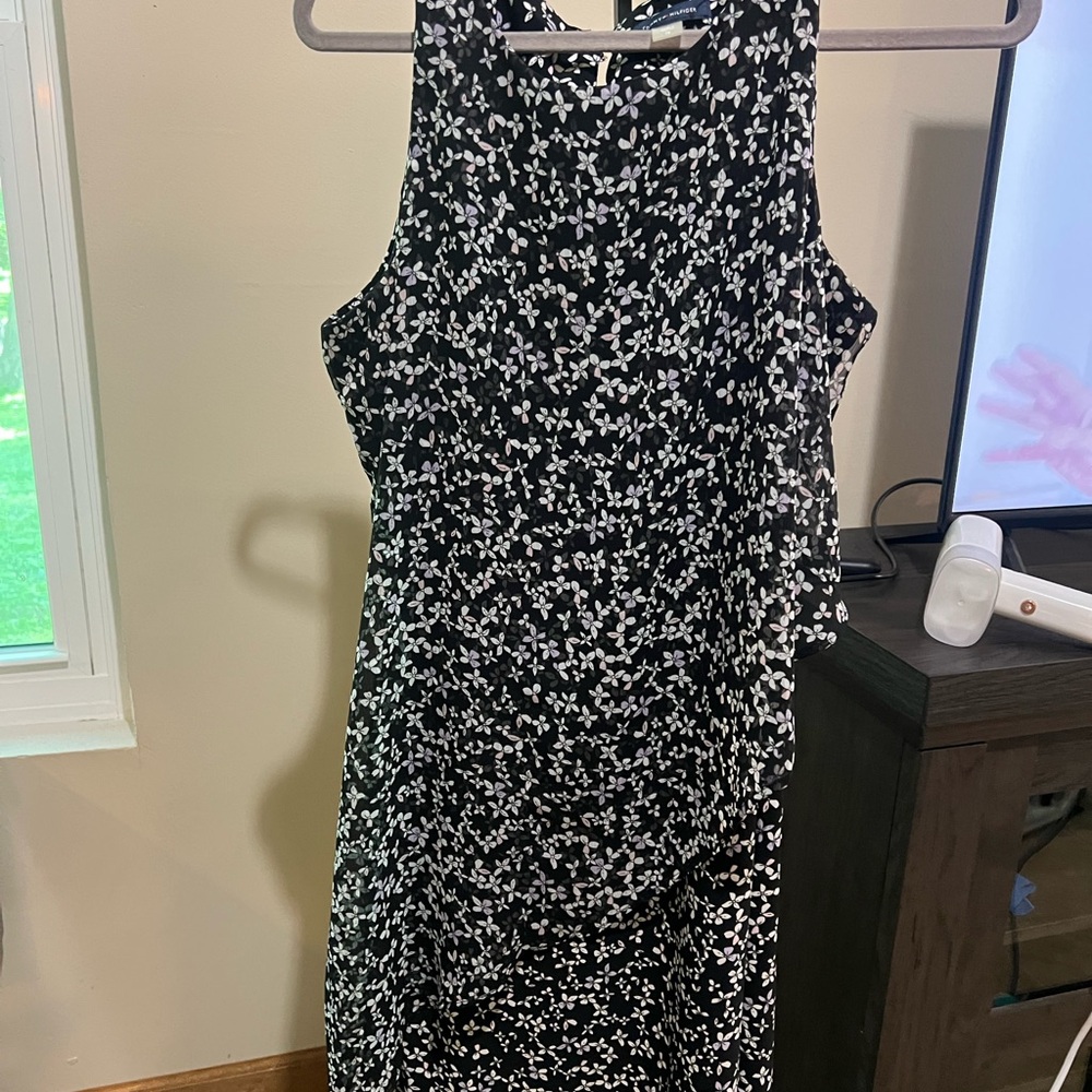 Tommy Hilfiger Black and White Floral Midi Dress